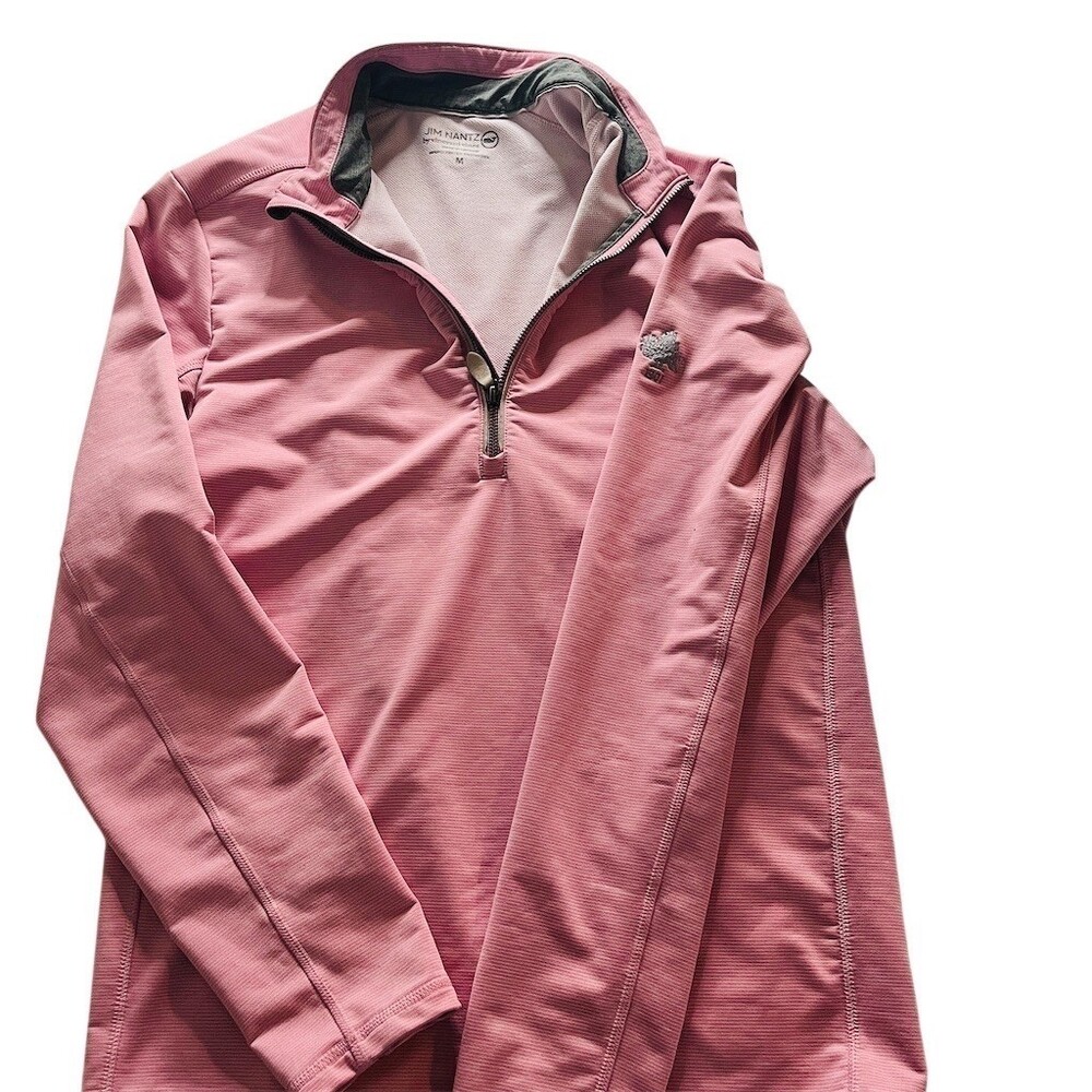 Jim Nantz Vineyard Vines 1/4 Zip Pullover Mens M Mauve Pink Micro-Stripe